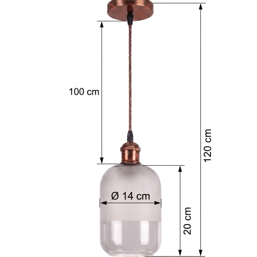 Brilagi - Lampada a sospensione LED su cavo RETRO GLASS 1xE27/60W/230V Ø 14 cm rame/bianco