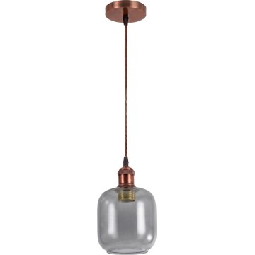 Brilagi - Lampada a sospensione LED su cavo RETRO GLASS 1xE27/60W/230V Ø 14 cm rame/grigio fumé
