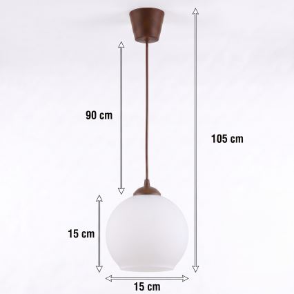 Brilagi - Lampada a sospensione LED su cavo RETRO GLASS 1xE27/60W/230V Ø 15 cm marrone/bianco