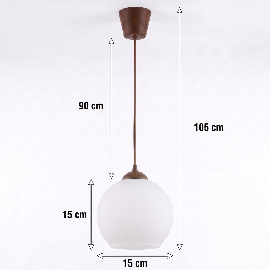 Brilagi - Lampada a sospensione LED su cavo RETRO GLASS 1xE27/60W/230V Ø 15 cm marrone/bianco