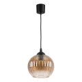 Brilagi - Lampada a sospensione LED su cavo RETRO GLASS 1xE27/60W/230V Ø 18 cm nero/marrone fumé