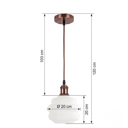 Brilagi - Lampada a sospensione LED su cavo RETRO GLASS 1xE27/60W/230V Ø 20 cm rame/bianco