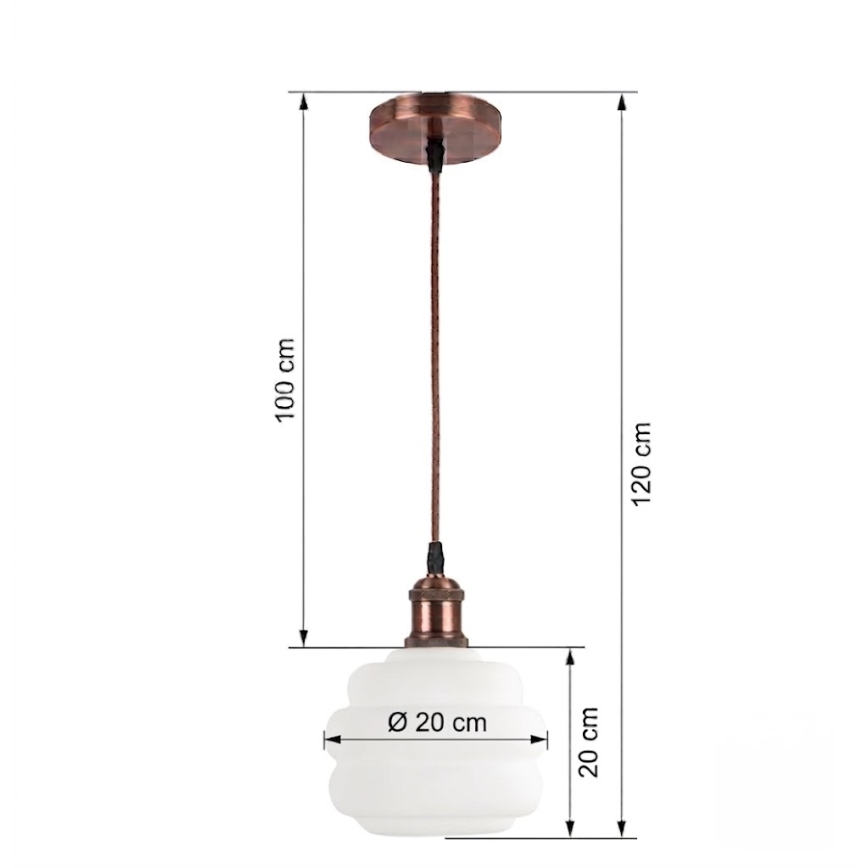 Brilagi - Lampada a sospensione LED su cavo RETRO GLASS 1xE27/60W/230V Ø 20 cm rame/bianco