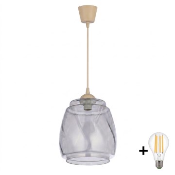 Brilagi - Lampada a sospensione LED su cavo RETRO GLASS 1xE27/60W/230V Ø 26 cm beige/grigio fumé