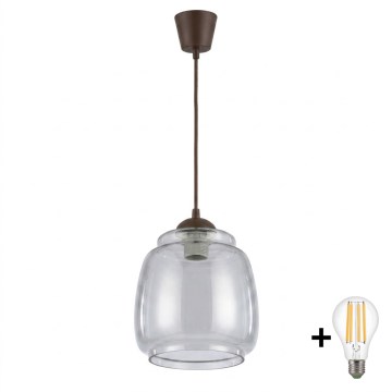 Brilagi - Lampada a sospensione LED su cavo RETRO GLASS 1xE27/60W/230V Ø 26 cm marrone/grigio fumé