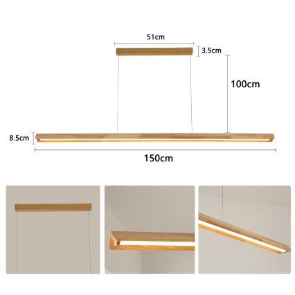 Brilagi - Lampada a sospensione LED su cavo UMEA WOOD LED/40W/230V 150 cm legno