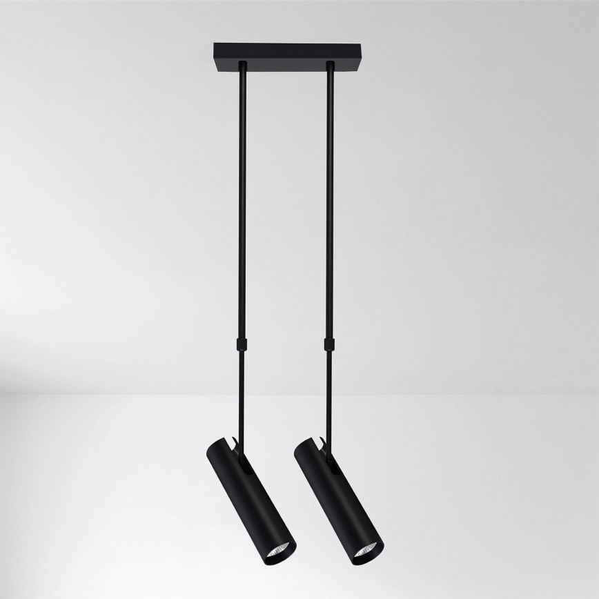 Brilagi - Lampada a sospensione su asta SELE 2xGU10/30W/230V nera