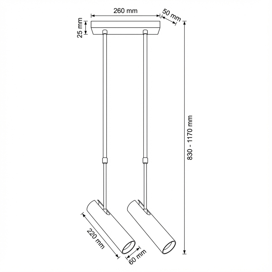 Brilagi - Lampada a sospensione su asta SELE 2xGU10/30W/230V nera