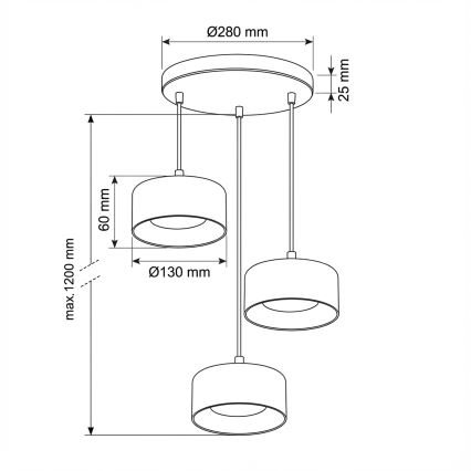 Brilagi - Lampada a sospensione su cavo AURA LUX 3xGX53/30W/230V nero/fumé