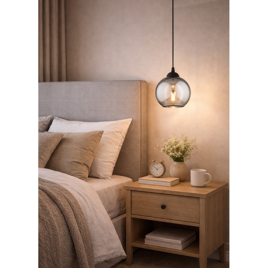 Brilagi - Lampada a sospensione su cavo DIOR 1xE27/60W/230V nero/grigio fumé