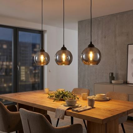 Brilagi - Lampada a sospensione su cavo DIOR 1xE27/60W/230V nero/grigio fumé