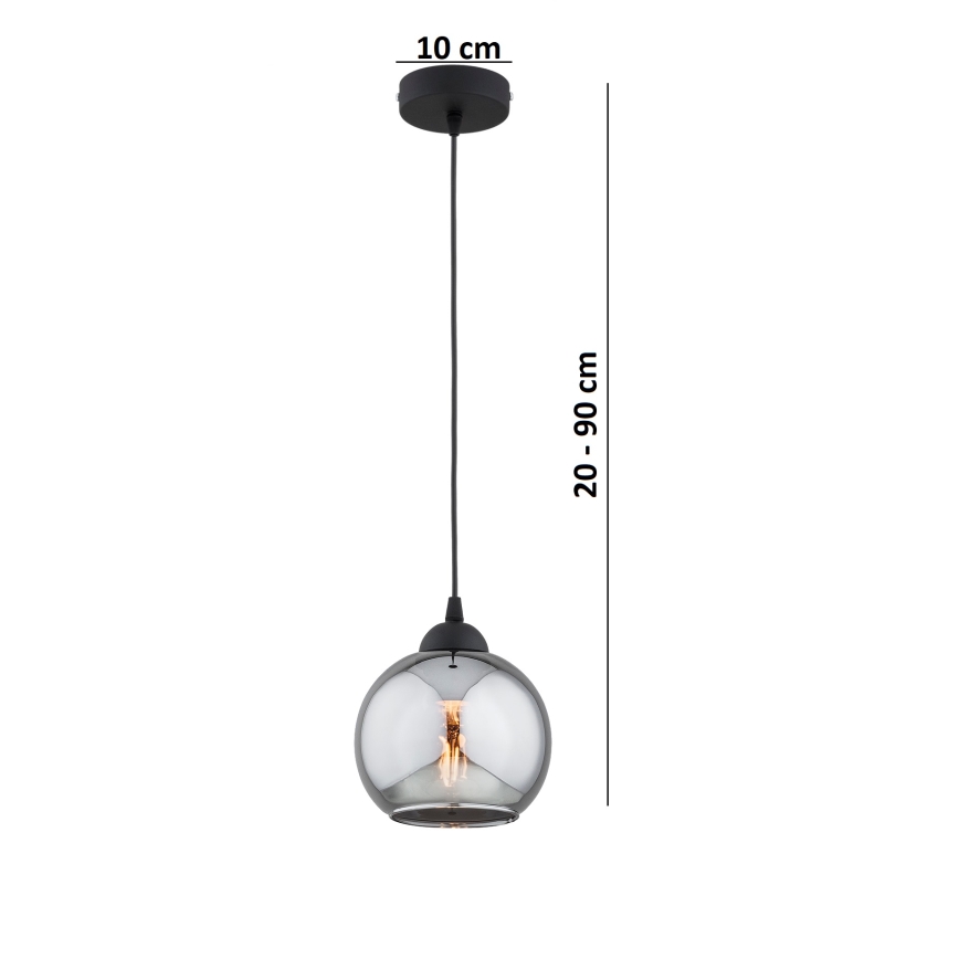 Brilagi - Lampada a sospensione su cavo DIOR 1xE27/60W/230V nero/grigio fumé