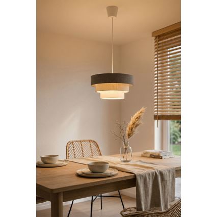 Brilagi - Lampada a sospensione su cavo LUNETA 1xE27/60W/230V Ø 40 cm grigio/crema/bianco