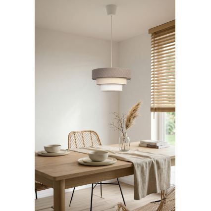 Brilagi - Lampada a sospensione su cavo LUNETA 1xE27/60W/230V Ø 40 cm grigio/crema/bianco