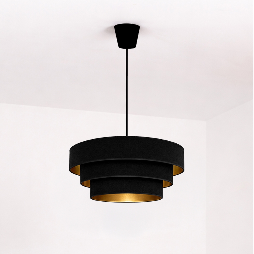 Brilagi - Lampada a sospensione su cavo LUNETA 1xE27/60W/230V Ø 40 cm nero/oro