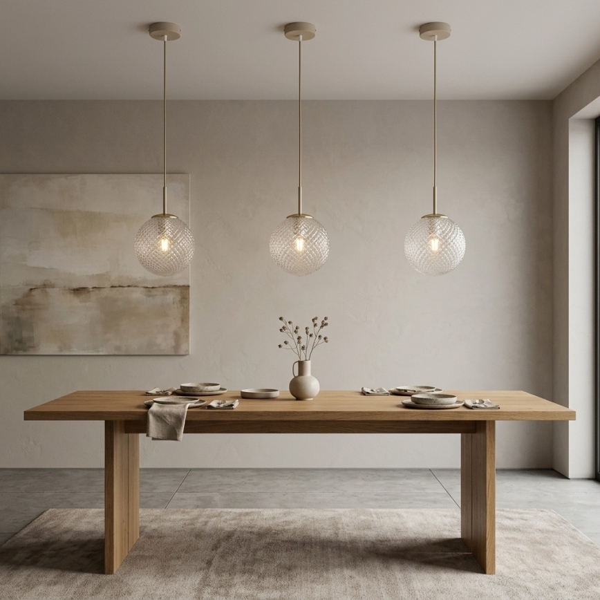 Brilagi - Lampada a sospensione su cavo STELLA 1xE27/60W/230V Ø 15 cm beige/oro