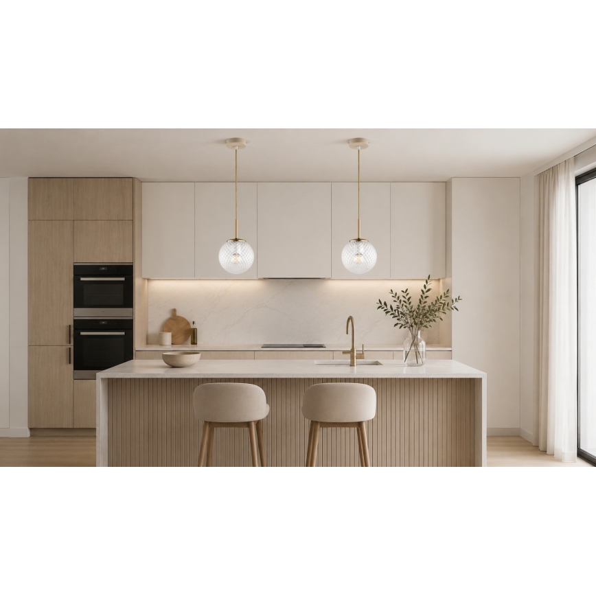Brilagi - Lampada a sospensione su cavo STELLA 1xE27/60W/230V Ø 15 cm beige/oro
