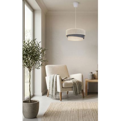 Brilagi - Lampada a sospensione su cavo TRIO 1xE27/60W/230V Ø 40 cm crema/grigio