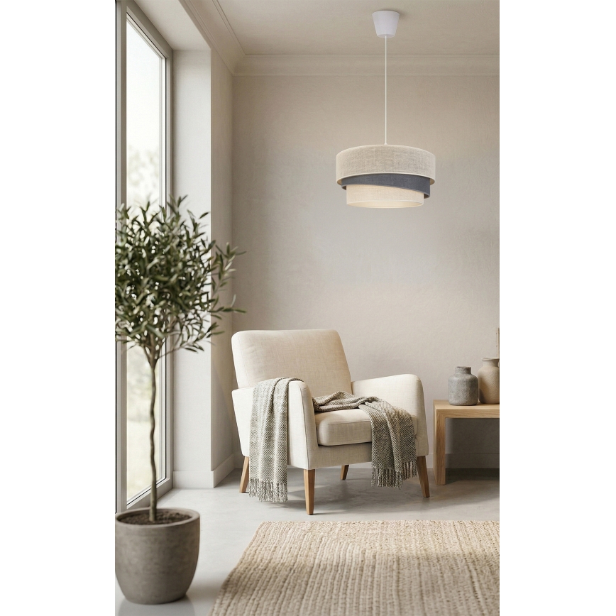 Brilagi - Lampada a sospensione su cavo TRIO 1xE27/60W/230V Ø 40 cm crema/grigio