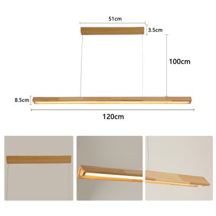 Brilagi - Lampada a sospensione su cavo UMEA WOOD LED/30W/230V 120 cm in legno