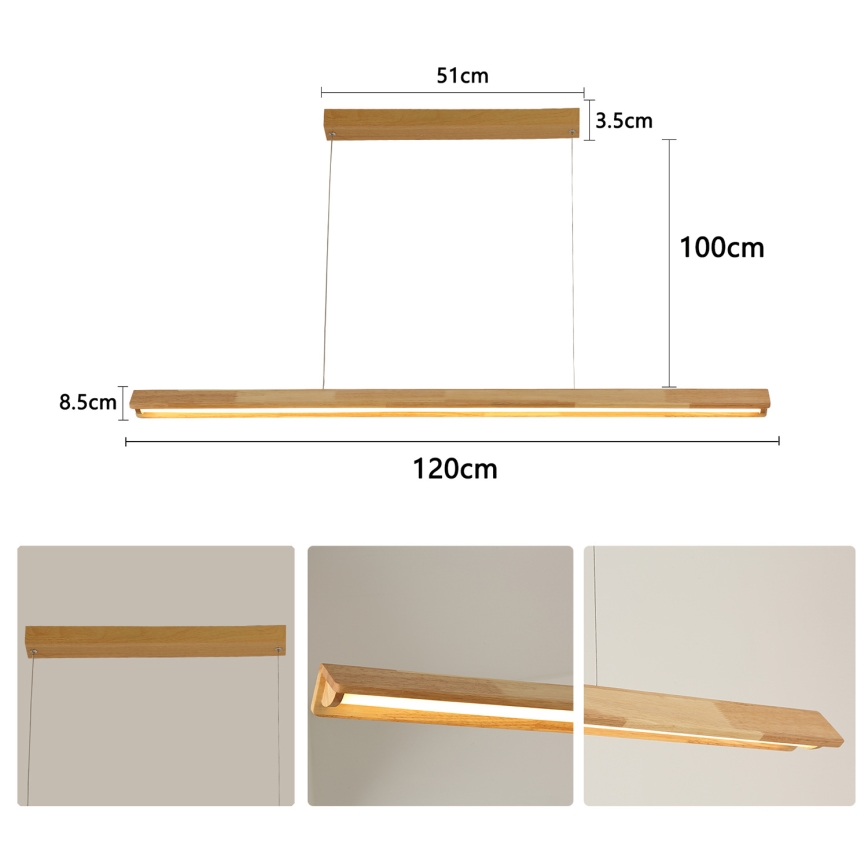 Brilagi - Lampada a sospensione su cavo UMEA WOOD LED/30W/230V 120 cm in legno