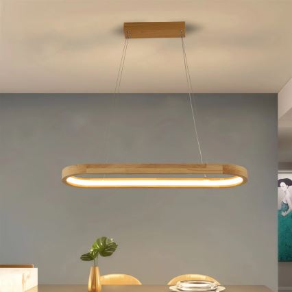 Brilagi - Lampada a sospensione su cavo UMEA WOOD LED/30W/230V 70x20 cm legno