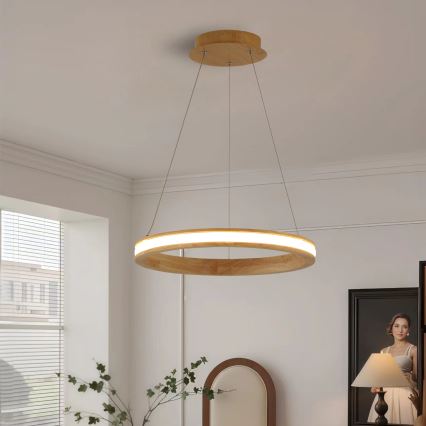 Brilagi - Lampada a sospensione su cavo UMEA WOOD LED/30W/230V diam. 40 cm in legno