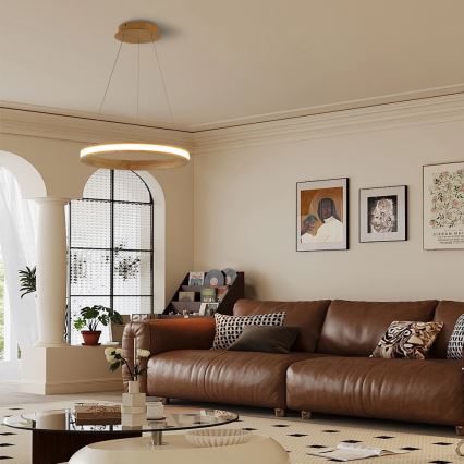 Brilagi - Lampada a sospensione su cavo UMEA WOOD LED/30W/230V diam. 40 cm in legno