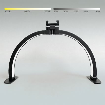 Brilagi - Lampada da tavolo ad arco LED dimmerabile con supporto RADIO LED/25W/24/230V 3000/4000/6500K nera