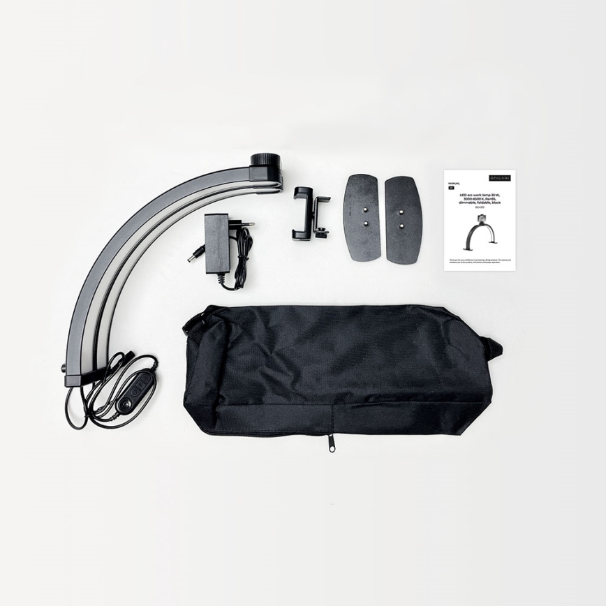 Brilagi - Lampada da tavolo ad arco LED dimmerabile con supporto RADIO LED/25W/24/230V 3000/4000/6500K nera