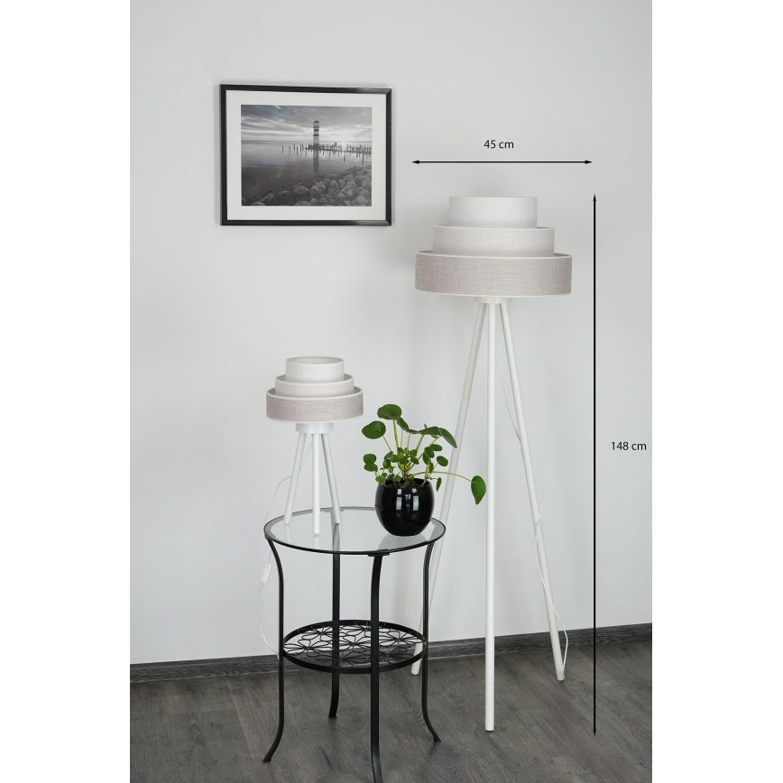 Brilagi - Lampada con piedistallo ALASKA LUNETA 1xE27/15W/230V grigio/color crema
