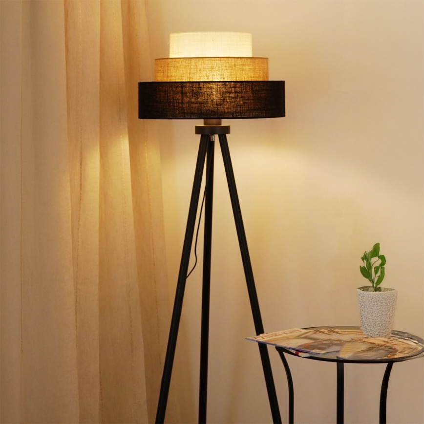 Brilagi - Lampada con piedistallo ASPEN LUNETA 1xE27/15W/230V nero/beige/color crema