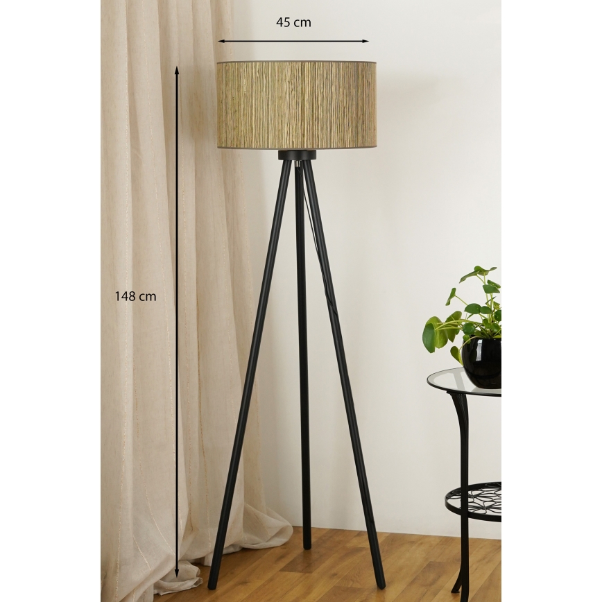 Brilagi - Lampada con piedistallo BOSTON ROLLER 1xE27/15W/230V paglia marrone/oro