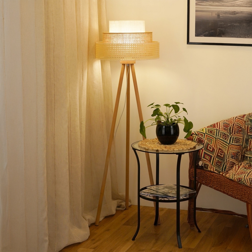 Brilagi - Lampada con piedistallo CEDAR LUNETA 1xE27/15W/230V beige/marrone/color crema