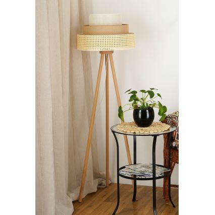 Brilagi - Lampada con piedistallo CEDAR LUNETA 1xE27/15W/230V beige/marrone/color crema