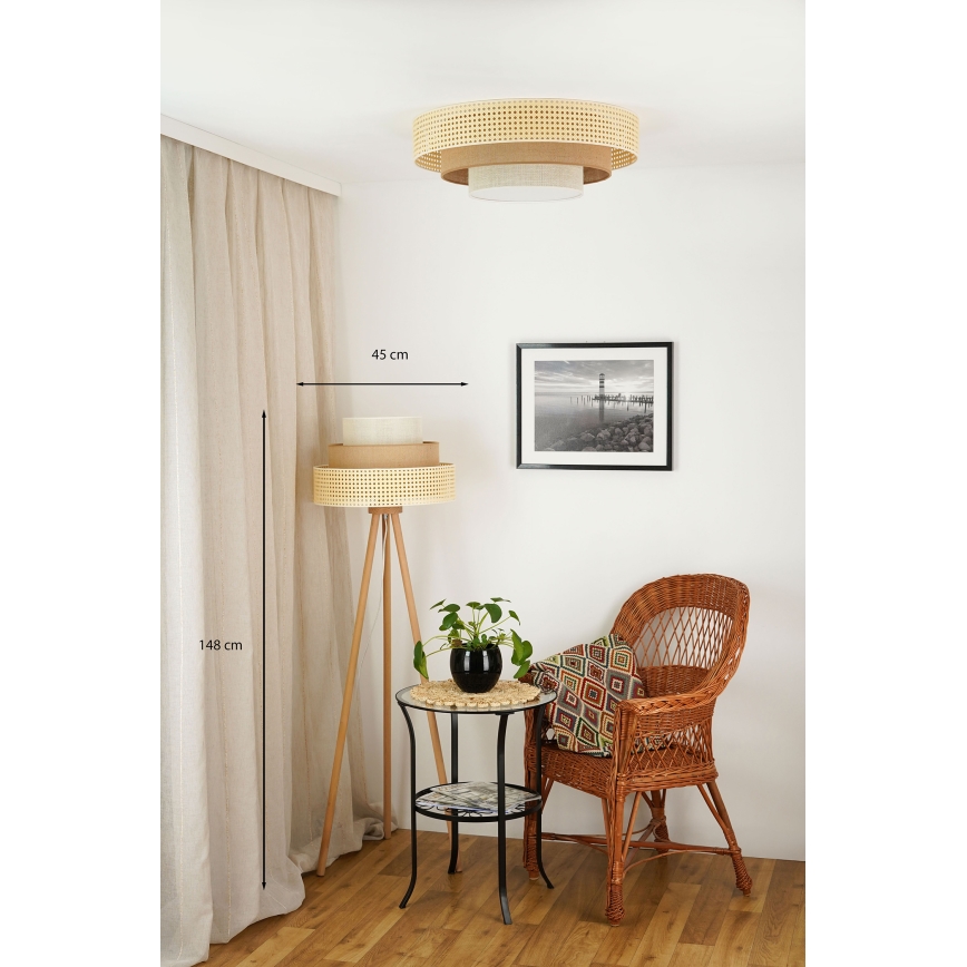 Brilagi - Lampada con piedistallo CEDAR LUNETA 1xE27/15W/230V beige/marrone/color crema