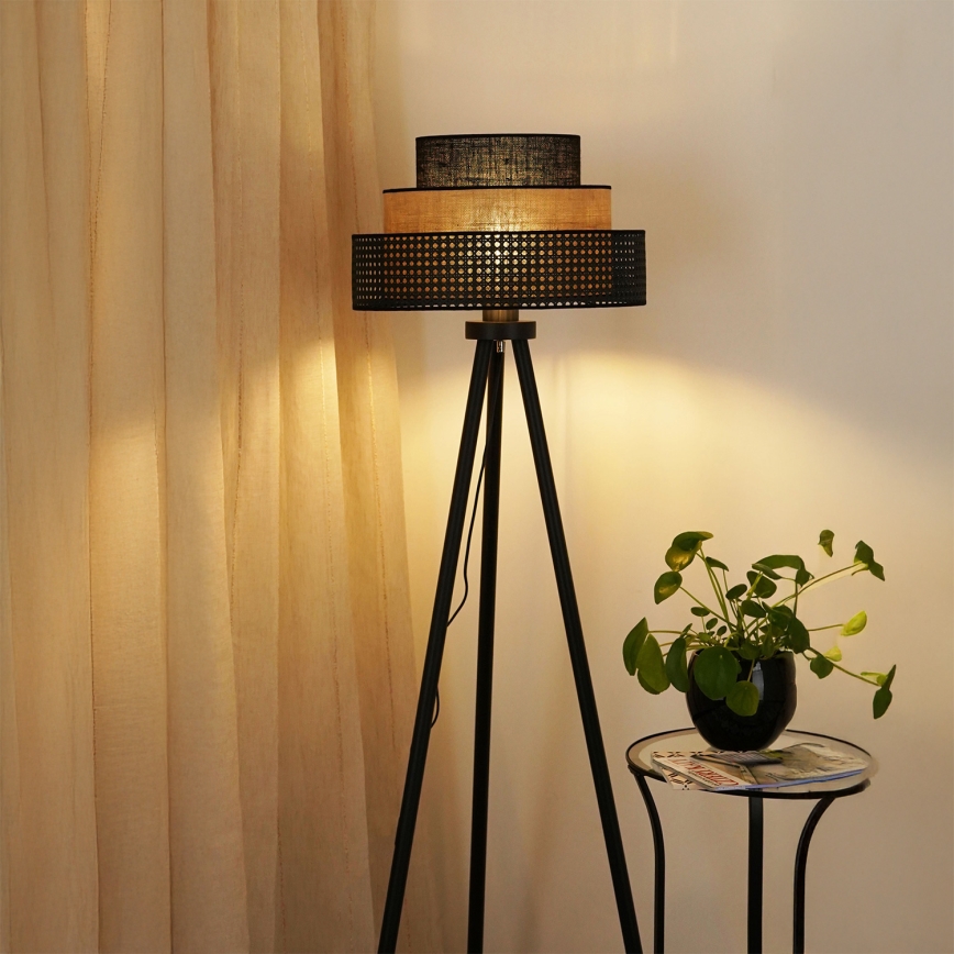 Brilagi - Lampada con piedistallo DAKOTA LUNETA 1xE27/15W/230V nero/beige