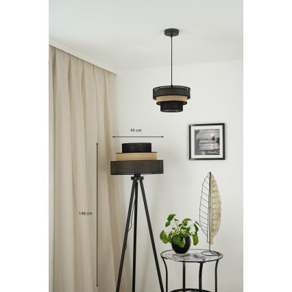 Brilagi - Lampada con piedistallo DAKOTA LUNETA 1xE27/15W/230V nero/beige
