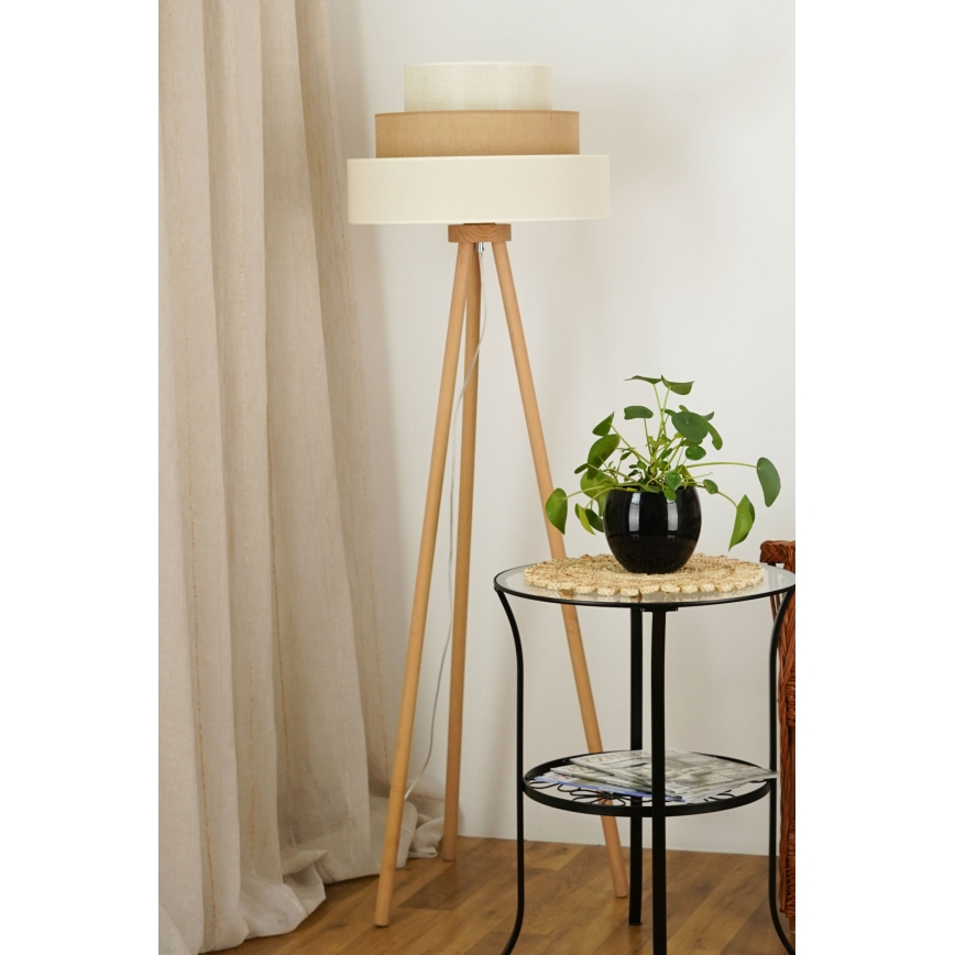 Brilagi - Lampada con piedistallo DENVER LUNETA 1xE27/15W/230V beige/marrone/color crema