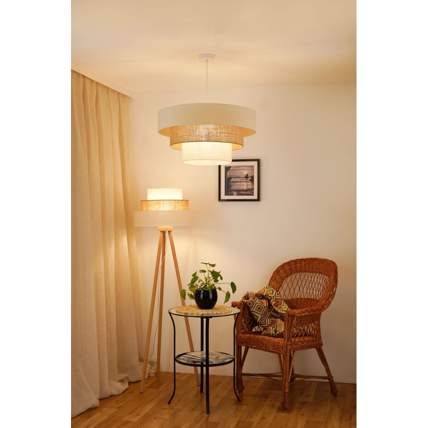 Brilagi - Lampada con piedistallo DENVER LUNETA 1xE27/15W/230V beige/marrone/color crema
