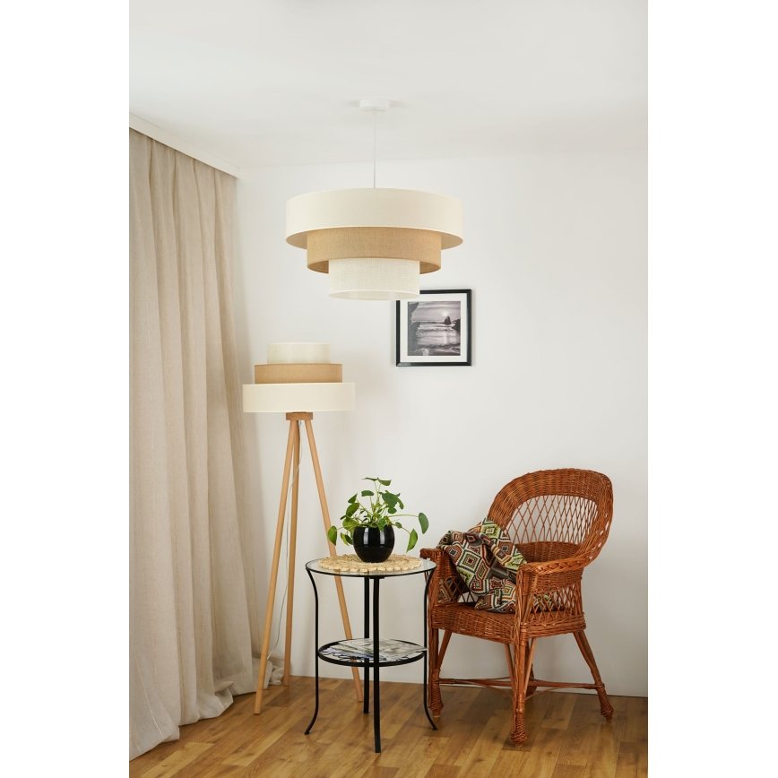 Brilagi - Lampada con piedistallo DENVER LUNETA 1xE27/15W/230V beige/marrone/color crema