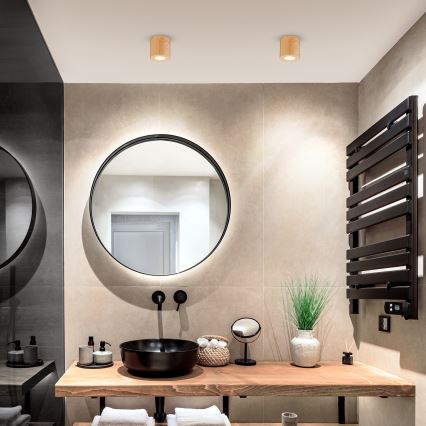 Brilagi - Lampada da bagno LED RGBW dimmerabile MIA 1xGU10/4,8W/230V 3000K 84x80 mm finitura rovere IP44 + telecomando