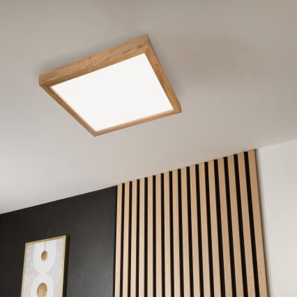 Brilagi - Plafoniera LED per bagno WOODY FRAME, 50W, 230V, 60x60 cm, IP44, rovere