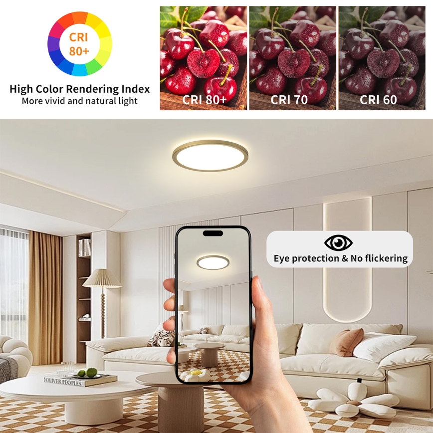 Brilagi - Plafoniera da bagno LED ULTRA SLIM LED/12W/230V Ø 22,5 cm dorata IP54