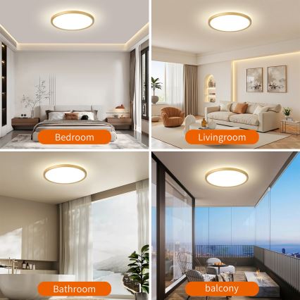 Brilagi - Plafoniera da bagno LED ULTRA SLIM LED/24W/230V Ø 42 cm oro IP54
