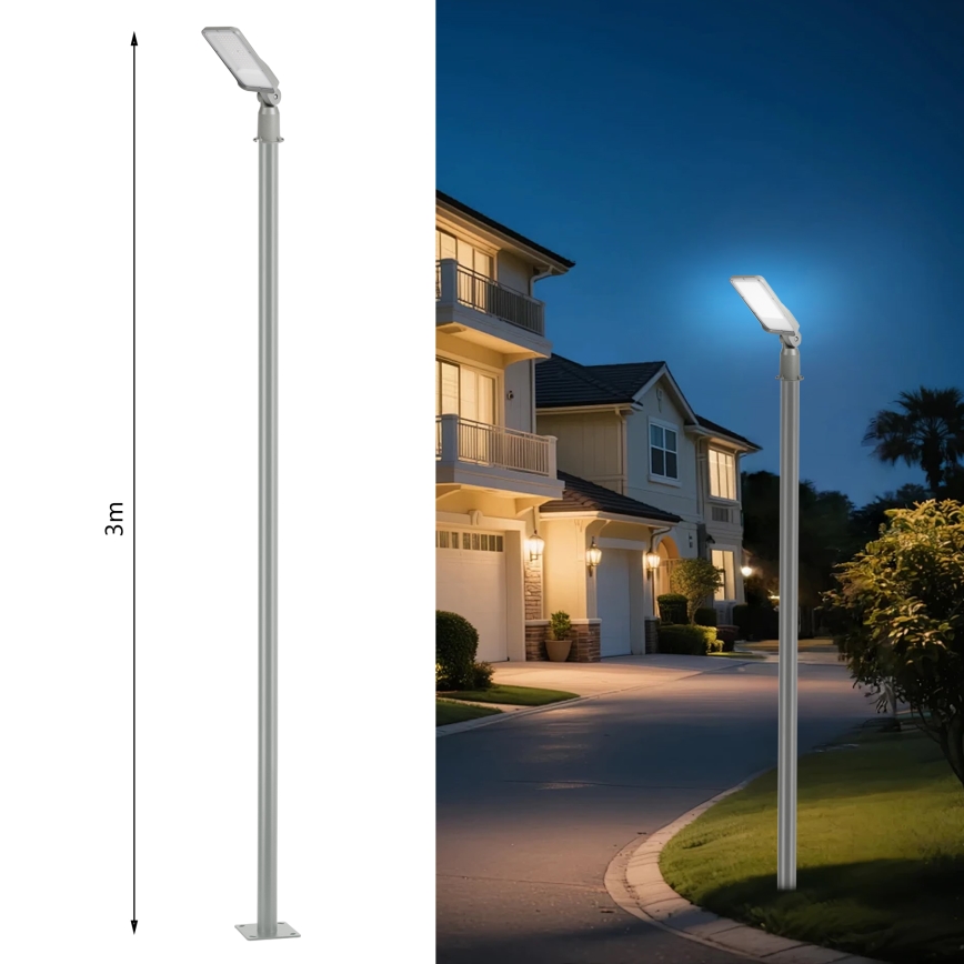 Brilagi - Lampione stradale a LED da esterno con palo e snodo da 3 m URBANLIGHT LED/50W/230V grigio IP65