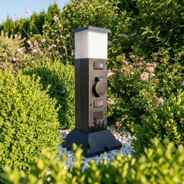 Brilagi - Lampada da esterno con 2 prese SCHUKO, 1x attacco E14 (max 15W), 230V, IP44, nera