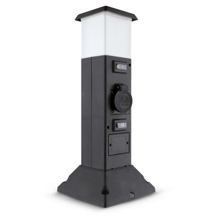 Brilagi - Lampada da esterno con 2 prese SCHUKO, 1x attacco E14 (max 15W), 230V, IP44, nera