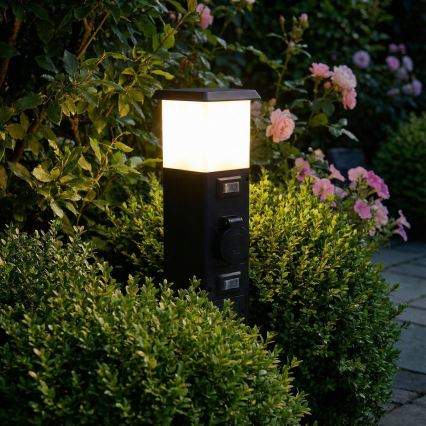 Brilagi - Lampada da esterno con 2 prese SCHUKO, 1x attacco E14 (max 15W), 230V, IP44, nera