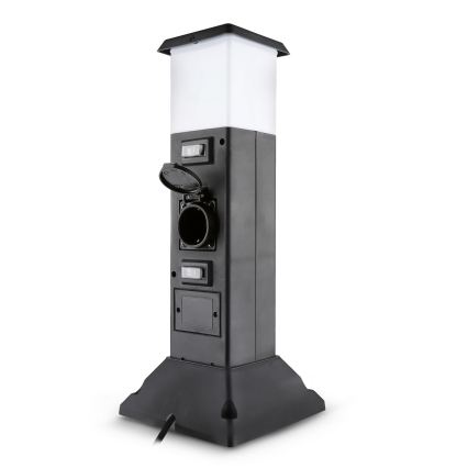 Brilagi - Lampada da esterno con 2 prese SCHUKO, 1x attacco E14 (max 15W), 230V, IP44, nera